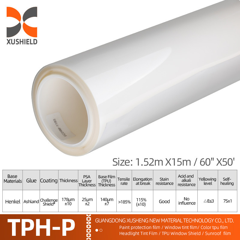 TPH 1.52*15M Hochglanz Roll CLEAR Transparent Klebstoff Kfz-Körperfarbe Schutz Ppf Film Tph