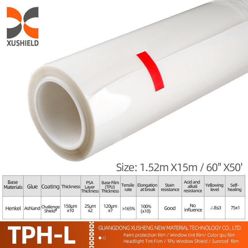 TPH 1.52*15M Hochglanz Roll CLEAR Transparent Klebstoff Kfz-Körperfarbe Schutz Ppf Film Tph