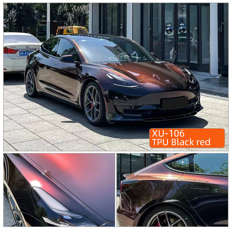TPU Schwarz rot 5 Jahre Gewährleistung Wärme-Reparatur Glanz Anti-Kratz Nicht gelbfärbender Autoverpackung TPU TPH PPF Farbschutzfilm