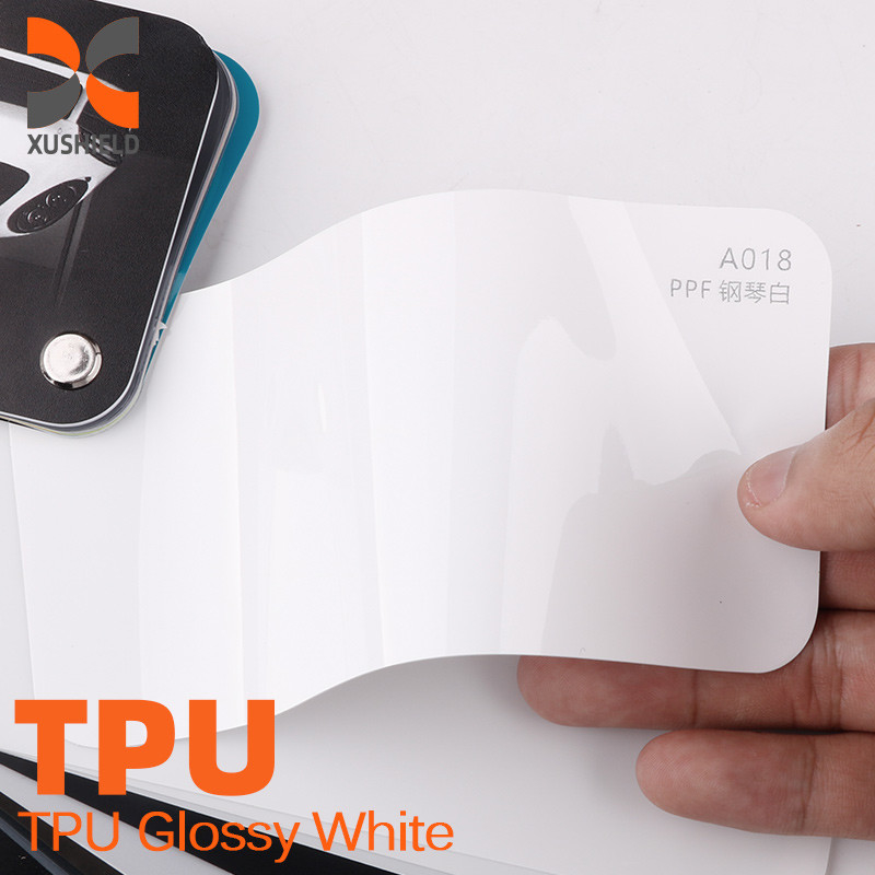 1.52x15m TPU Glanzweiß Vinyl Luftblase freies Verpacken Glanz Himmelsgrau Farbschutz Smart Tint PPF Auto Farbwechselfilm TPU tph PPF Farbe